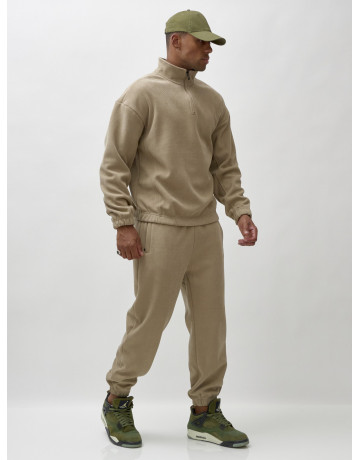 Мужской демисезонный спортивный костюм на флисе, бежевый, для спорта. в Тюмени