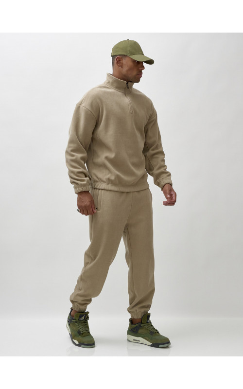 Мужской демисезонный спортивный костюм на флисе, бежевый, для спорта. в Тюмени