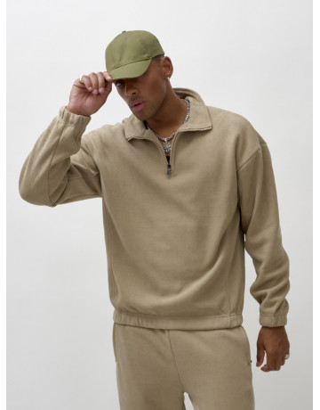 Мужской демисезонный спортивный костюм на флисе, бежевый, для спорта. в Тюмени