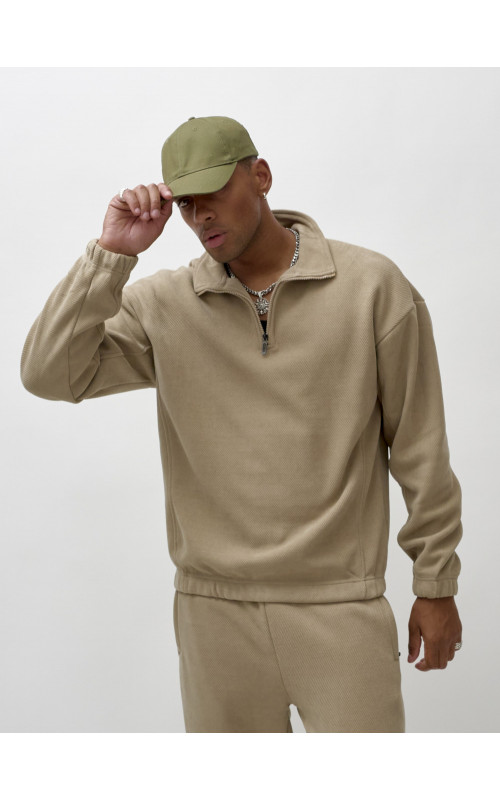 Мужской демисезонный спортивный костюм на флисе, бежевый, для спорта. в Тюмени