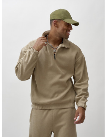 Мужской демисезонный спортивный костюм на флисе, бежевый, для спорта. в Тюмени