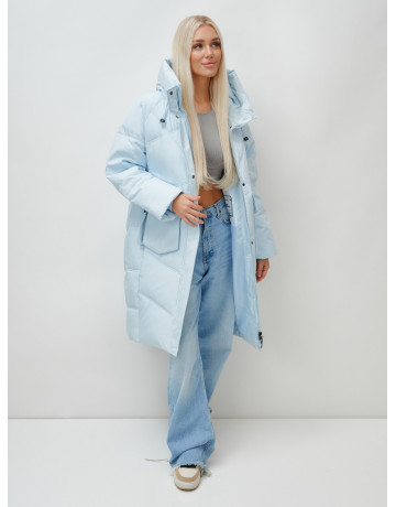 Женский длинный пуховик с капюшоном «Летучая мышь»