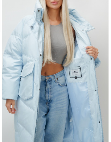 Женский длинный пуховик с капюшоном «Летучая мышь»