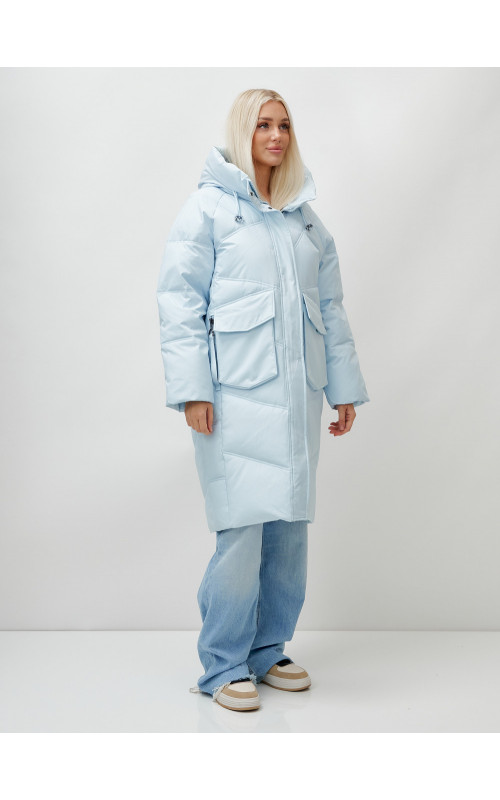 Женский длинный пуховик с капюшоном «Летучая мышь»