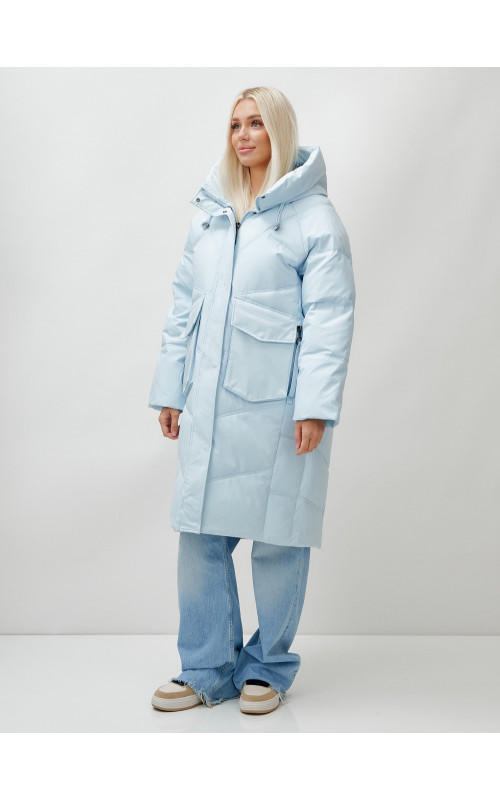 Женский длинный пуховик с капюшоном «Летучая мышь»