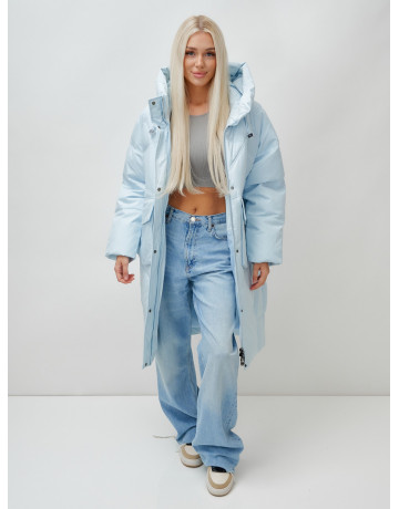 Женский длинный пуховик с капюшоном «Летучая мышь»