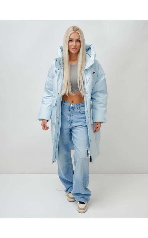 Женский длинный пуховик с капюшоном «Летучая мышь»