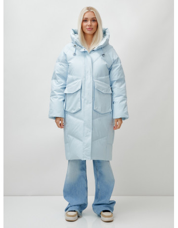 Женский длинный пуховик с капюшоном «Летучая мышь»