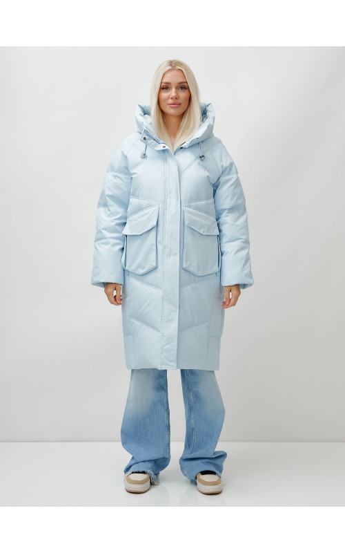 Женский длинный пуховик с капюшоном «Летучая мышь»