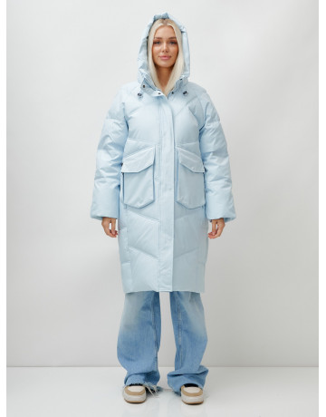 Женский длинный пуховик с капюшоном «Летучая мышь»