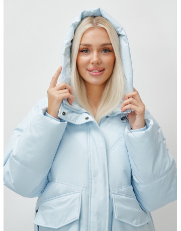 Женский длинный пуховик с капюшоном «Летучая мышь»