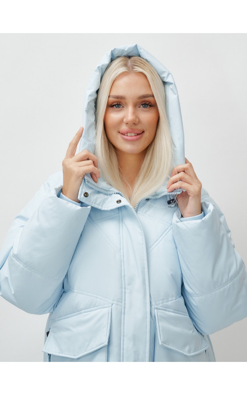 Женский длинный пуховик с капюшоном «Летучая мышь»