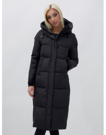 Длинный зимний пуховик для женщин с капюшоном.