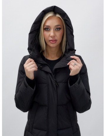 Длинный зимний пуховик для женщин с капюшоном.