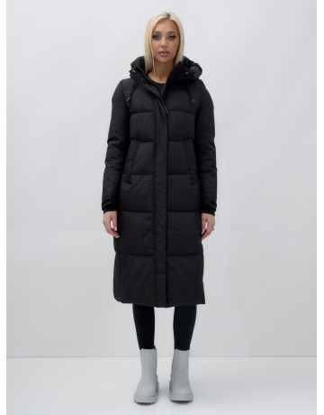 Длинный зимний пуховик для женщин с капюшоном.