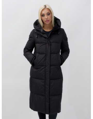 Длинный зимний пуховик для женщин с капюшоном.