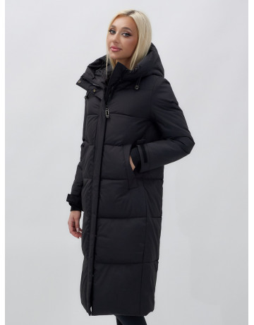 Длинный зимний пуховик для женщин с капюшоном.