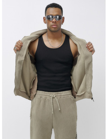 Мужской демисезонный спортивный костюм на флисе, бежевый, для спорта. в Тюмени