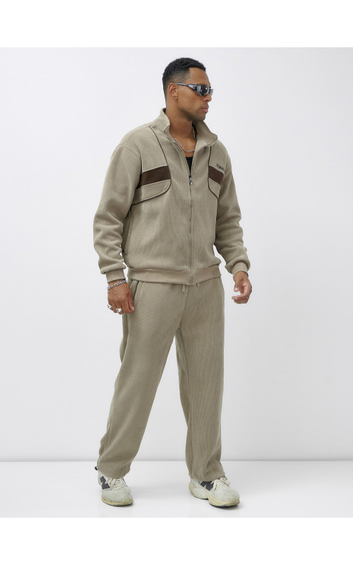 Мужской демисезонный спортивный костюм на флисе, бежевый, для спорта. в Тюмени