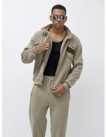 Мужской демисезонный спортивный костюм на флисе, бежевый, для спорта. в Тюмени