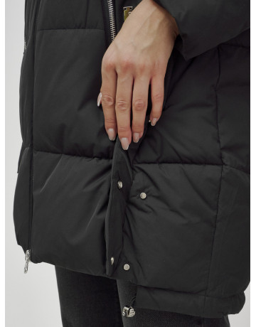 Пуховик женский зимний с мехом енота, чёрный премиум-класса в Тюмени