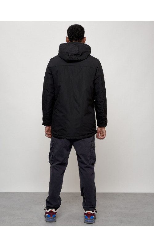 Мужская демисезонная парка с капюшоном, чёрная, для прогулок. в Тюмени