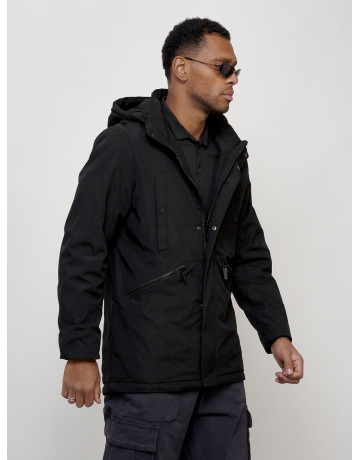 Мужская демисезонная парка с капюшоном, чёрная, для прогулок. в Тюмени