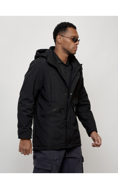 Мужская демисезонная парка с капюшоном, чёрная, для прогулок. в Тюмени