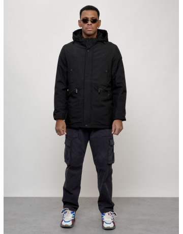 Мужская демисезонная парка с капюшоном, чёрная, для прогулок. в Тюмени