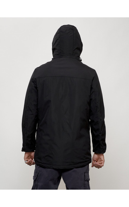 Мужская демисезонная парка с капюшоном, чёрная, для прогулок. в Тюмени