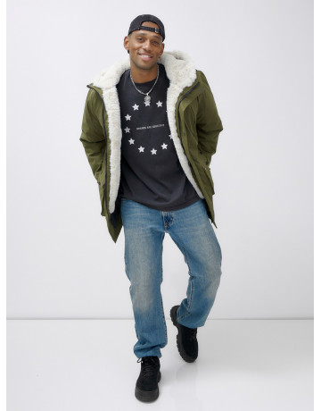 Мужская зимняя парка удлинённая с мехом, хаки, для активного отдыха в Тюмени