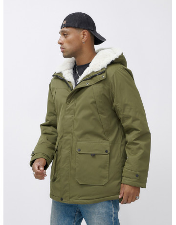 Мужская зимняя парка удлинённая с мехом, хаки, для активного отдыха в Тюмени