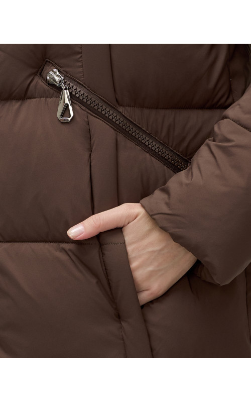 Длинный зимний пуховик для женщин с капюшоном