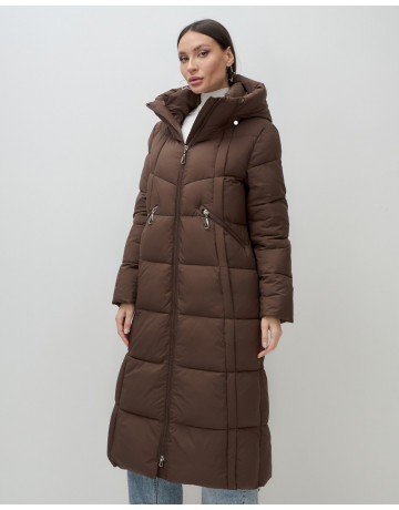 Длинный зимний пуховик для женщин с капюшоном