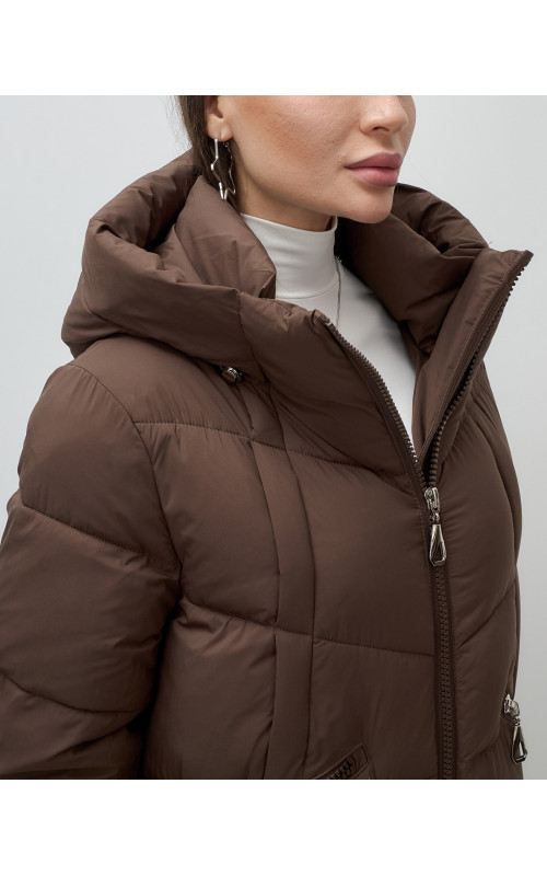 Длинный зимний пуховик для женщин с капюшоном