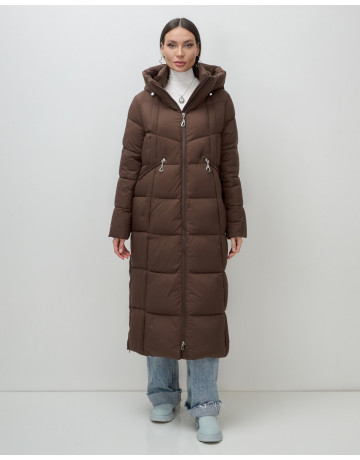 Длинный зимний пуховик для женщин с капюшоном