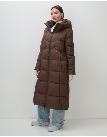 Длинный зимний пуховик для женщин с капюшоном