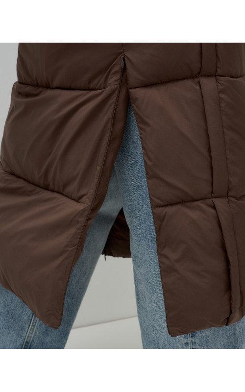 Длинный зимний пуховик для женщин с капюшоном