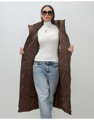 Длинный зимний пуховик для женщин с капюшоном