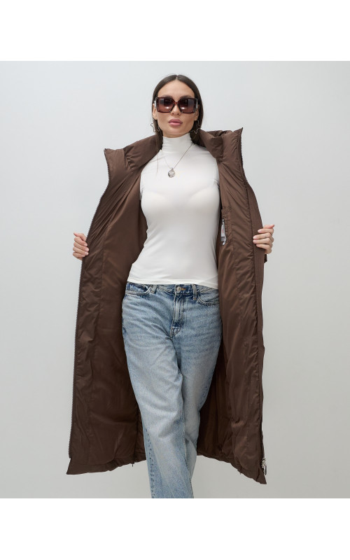 Длинный зимний пуховик для женщин с капюшоном