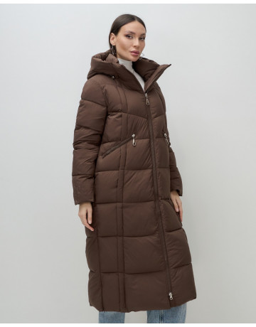 Длинный зимний пуховик для женщин с капюшоном