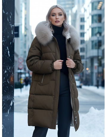 Длинный зимний пуховик премиум-класса