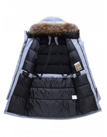 Мужская зимняя парка с капюшоном и мехом енот, синего цвета, для активного отдыха в Тюмени