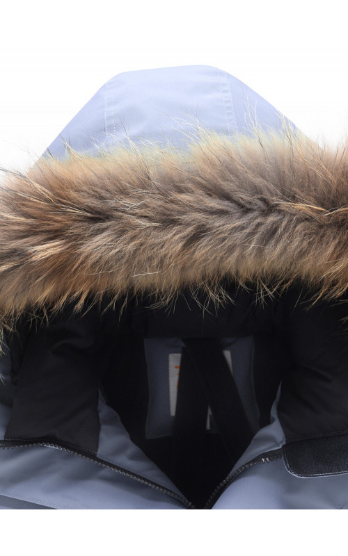 Мужская зимняя парка с капюшоном и мехом енот, синего цвета, для активного отдыха в Тюмени