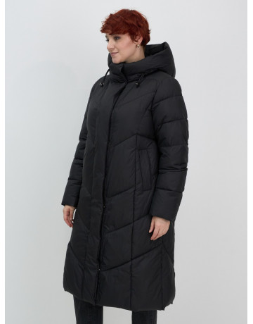 Длинный женский пуховик с капюшоном для зимы