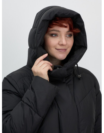 Длинный женский пуховик с капюшоном для зимы