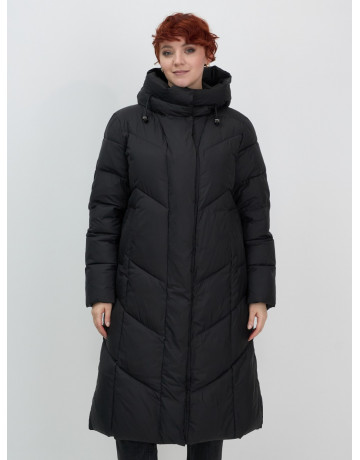 Длинный женский пуховик с капюшоном для зимы