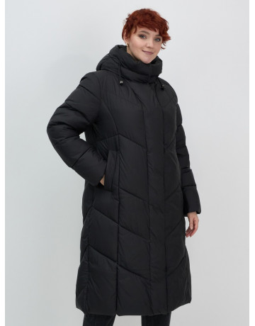 Длинный женский пуховик с капюшоном для зимы