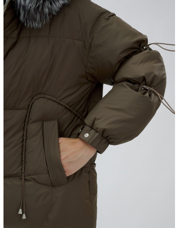 Пуховик женский коричневый с чернобуркой в Тюмени