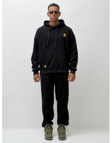 Мужской демисезонный спортивный костюм на флисе, чёрный, для спорта. в Тюмени